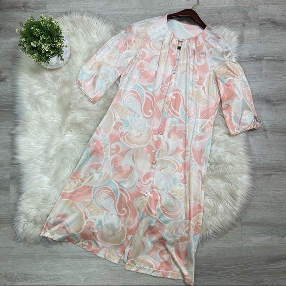 Vintage 70s Psychedelic Mod Retro Gown‎ Dress - Picture 1 of 7